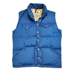 Vintage 80s The North Face Blue Snap Ripstop Down Puffer Gorpcore Vest - Medium